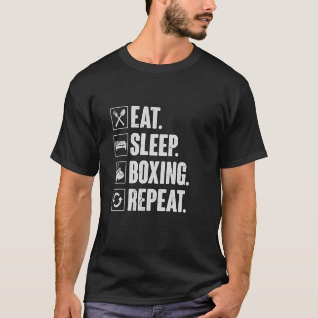 Eat Sleep Boxing Repeat - Funny Retro Man Boxing G T-Shirt (Vorderseite)