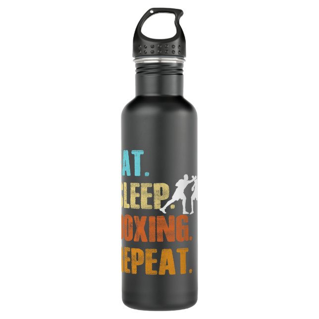 Eat Sleep Boxing Repeat Funny Sports Boxer Edelstahlflasche (Vorderseite)