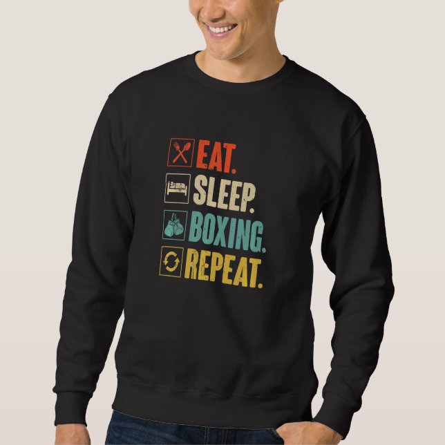 Eat Sleep Boxing Repeat  Vintage Man Boxing Sweatshirt (Vorderseite)