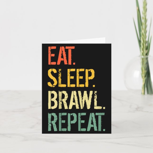 Eat Sleep Brawl Repeat Stars Funny Video Gamer Gam Karte (Vorderseite)