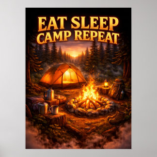 Eat Sleep Camp Repeat Kunst Poster