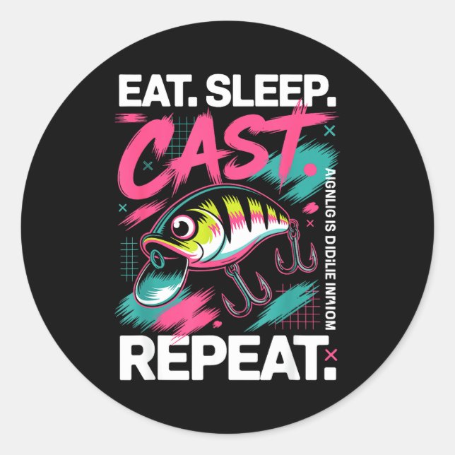 Eat Sleep Cast Repeat Fishing Lover Men Dad Christ Runder Aufkleber (Vorderseite)