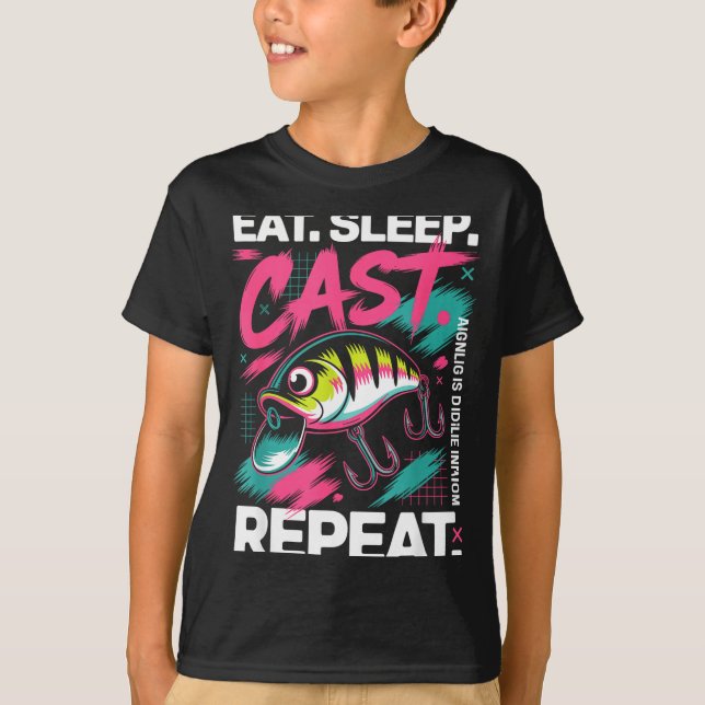 Eat Sleep Cast Repeat Fishing Lover Men Dad Christ T-Shirt (Vorderseite)