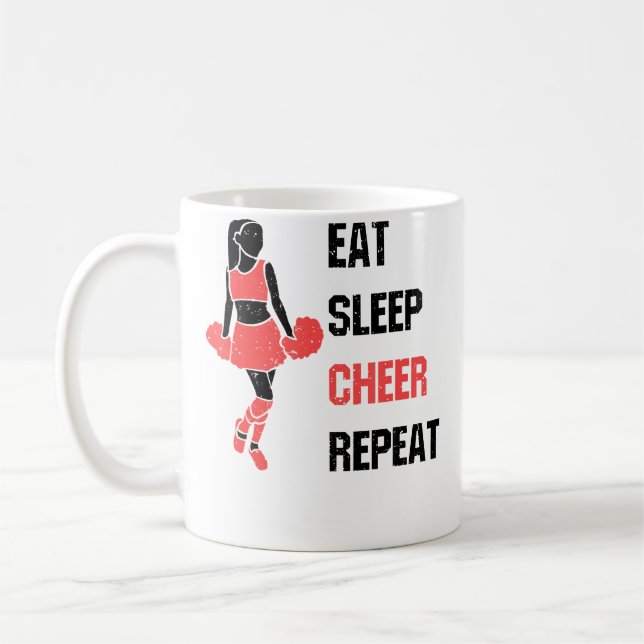 Eat Sleep Cheer Repeat Cheerleading Coach Kaffeetasse (Links)