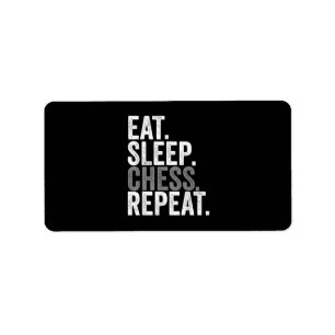Eat Sleep Chess Repeat Player Board Kids Boy Game Adressaufkleber