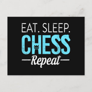Eat Sleep Chess Repeat Player Board Kids Boy Game Postkarte