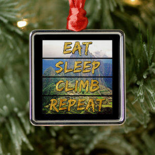 Eat Sleep Climb Repeat - Machu Picchu, Peru Ornament Aus Metall