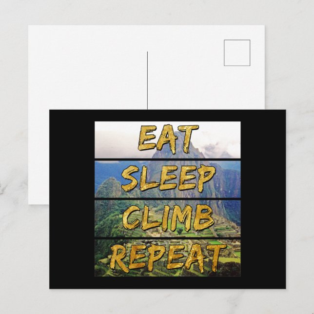 Eat Sleep Climb Repeat - Machu Picchu, Peru Postkarte (Vorne/Hinten)