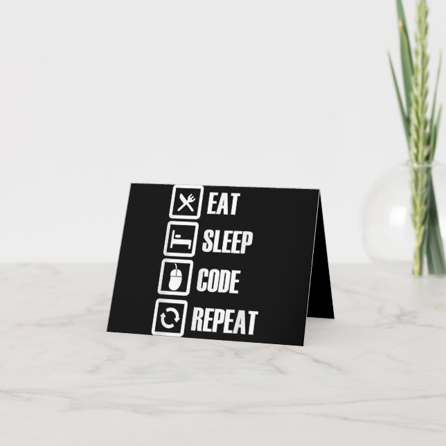 Eat Sleep Code Repeat Coding Programming Engineer Dankeskarte (Vorderseite)
