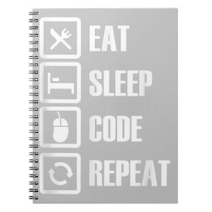 Eat Sleep Code Repeat Coding Programming Engineer Notizblock