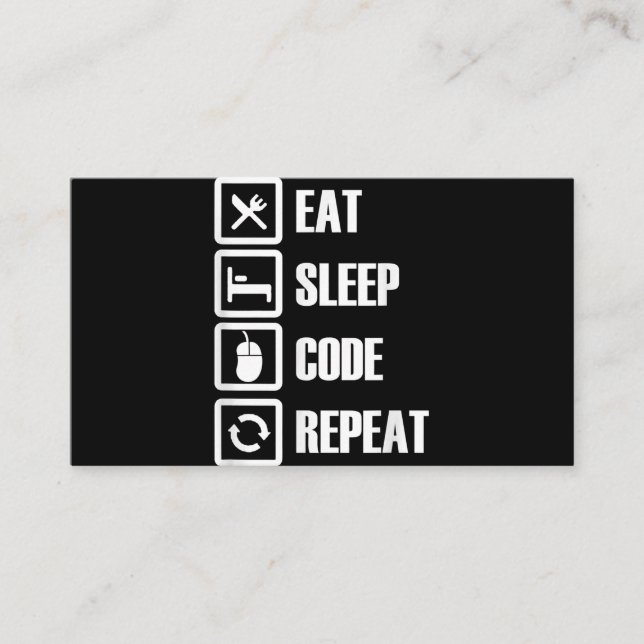 Eat Sleep Code Repeat Coding Programming Engineer Visitenkarte (Vorderseite)