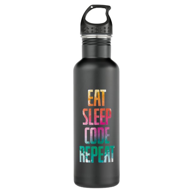 Eat Sleep Code Repeat Edelstahlflasche (Vorderseite)