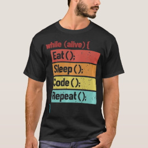 Eat Sleep Code Repeat Full Stack Coder Software De T-Shirt