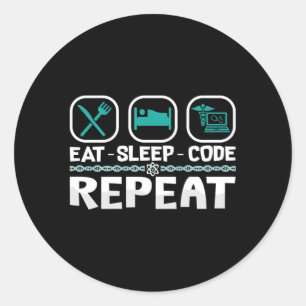 Eat Sleep Code Repeat Medical Coder ICD Coding Runder Aufkleber