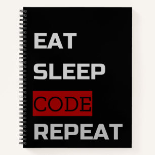 Eat Sleep CODE Wiederholung Notizbuch