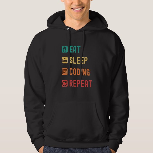 Eat sleep coding repeat with tick check boxes hoodie (Vorderseite)