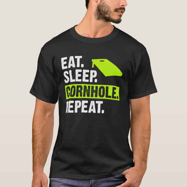 Eat Sleep Cornhole Repeat Corn Hole  Team T-Shirt (Vorderseite)