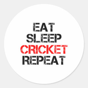 Eat Sleep Cricket Repeat Team Liga Amateur Profe Runder Aufkleber
