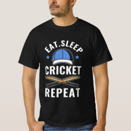 Eat Sleep Cricket Wiederholung T-Shirt