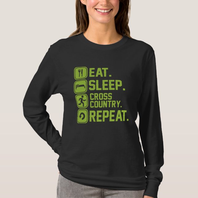Eat sleep cross country repeat runner jogger T-Shirt (Vorderseite)