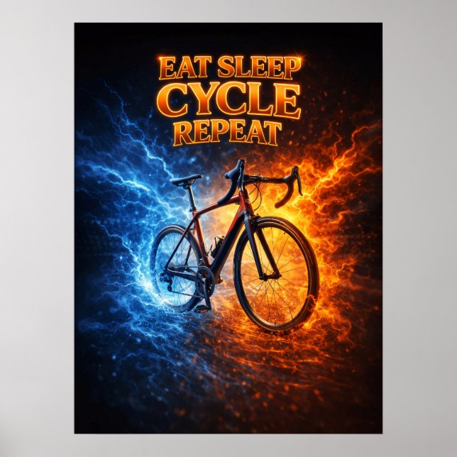 Eat Sleep Cycle Retro Poster (Vorne)