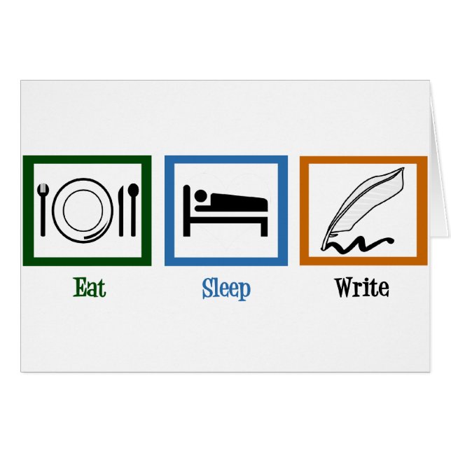 Eat Sleep Ecrire drôle Carte d'auteur (Devant horizontal)