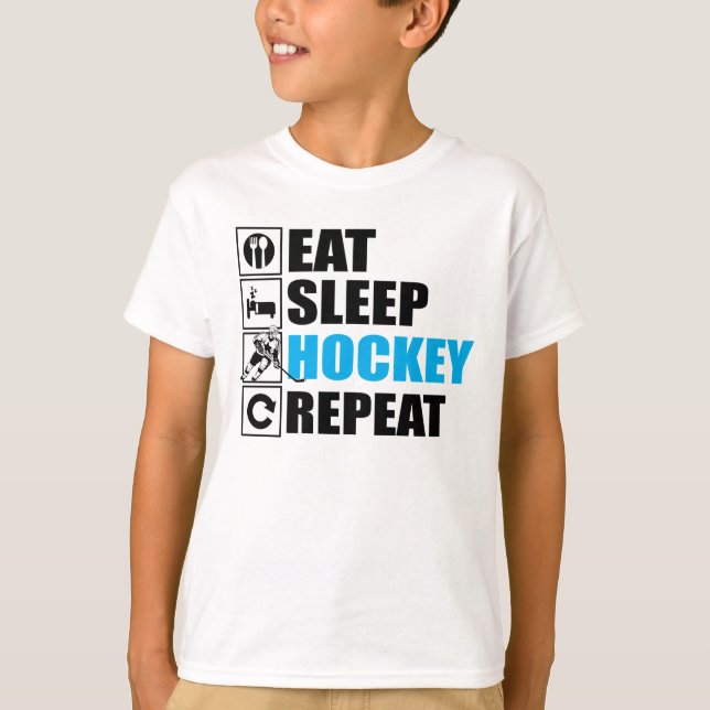 Eat Sleep Eishockey Wiederholung T-Shirt (Vorderseite)