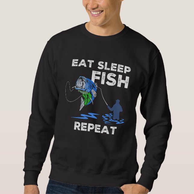 Eat Sleep Fish Repeat   Bass Fishing Sweatshirt (Vorderseite)