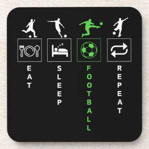 Eat Sleep Football Wiederholung Getränkeuntersetzer