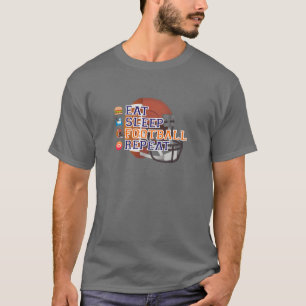 Eat Sleep Football Wiederholung T-Shirt