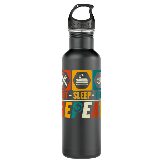 Eat Sleep French Horn Wiederholung - Funny Hornist Edelstahlflasche (Vorderseite)