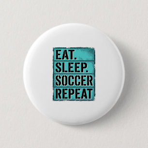 Eat Sleep Fußball Repeat Vintage-Typografie-Shirt Button