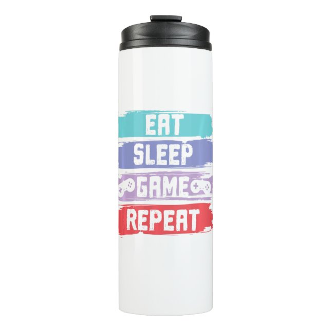 Eat Sleep Game Repeat Controller Thermosbecher (Vorderseite)