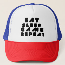 Eat Sleep Game Repeat – Gamer-Zitat Truckerkappe
