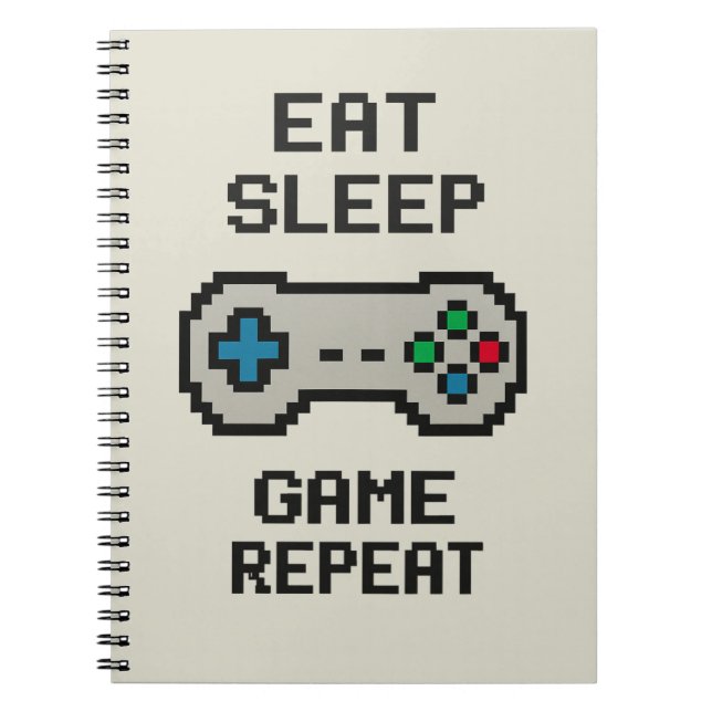 Eat Sleep Game Repeat – Pixel Gamer Notebook Notizblock (Vorderseite)