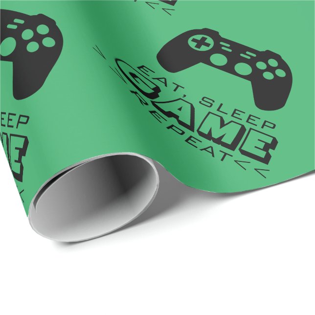 Eat Sleep Game Wiederholen lustige Weihnachten & G Geschenkpapier (Rolleneckpunkt)