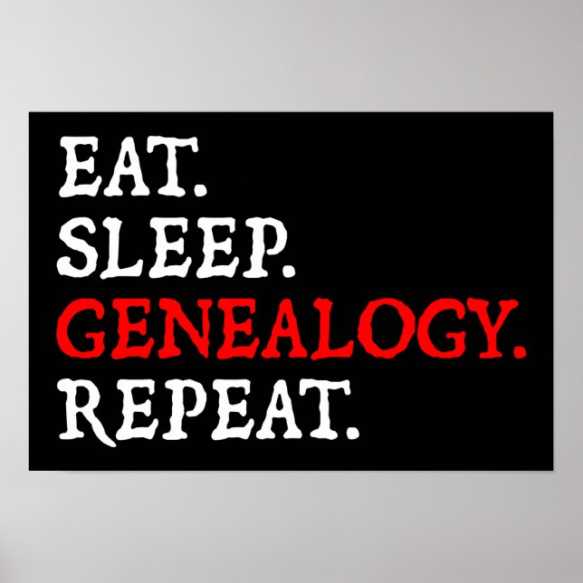 Eat. Sleep. Genealogy. Repeat. Poster (Vorne)