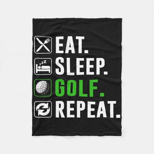 Eat Sleep Golf Repeat Funny Golfing Golfer Golfing Fleecedecke (Vorderseite)