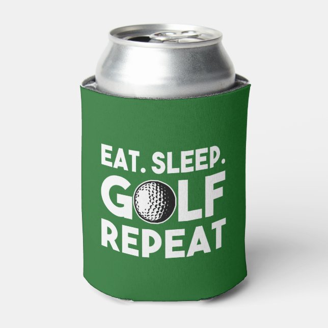 Eat Sleep Golf Wiederholung Funny Bier Dosenkühler (Kanne Vorderseite)