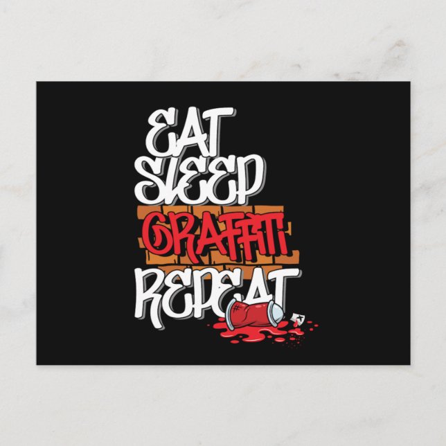 Eat Sleep Graffiti Repeat Spray Paintings Postkarte (Vorderseite)