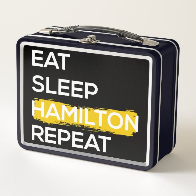 Eat Sleep Hamilton Repeat II Metall Brotdose (Vorderseite)