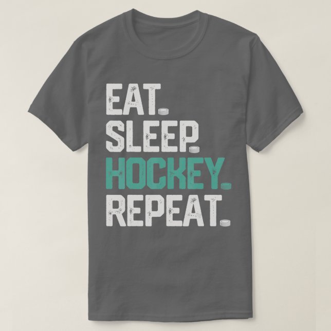 EAT SLEEP HOCKEAT REPEAT T SHIRT Funny Hockey Men  (Design vorne)