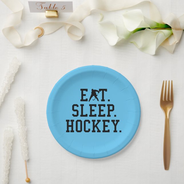 Eat Sleep Hockey - Hockey Liebhaber Pappteller (Hochzeit)