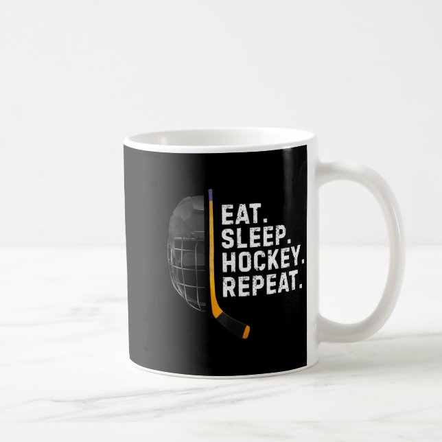 Eat Sleep Hockey Repea Funny Cool Hockey Player  Kaffeetasse (Rechts)