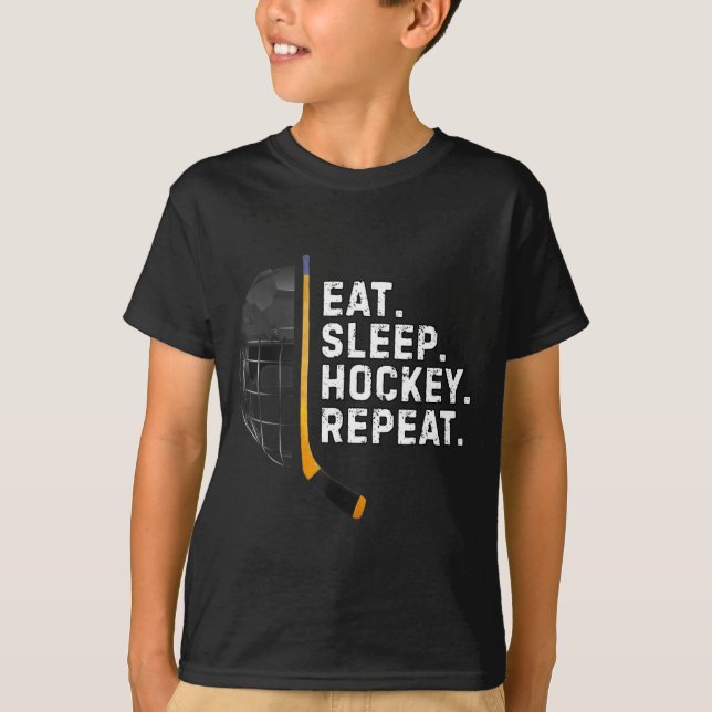 Eat Sleep Hockey Repea Funny Cool Hockey Player  T-Shirt (Vorderseite)