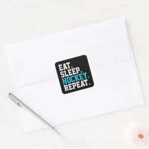 Eat Sleep Hockey Repeat - Hockey Liebhaber Quadratischer Aufkleber
