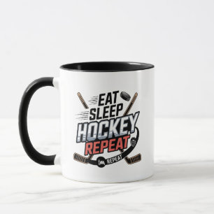 Eat Sleep Hockey Repeat – Hockeyliebhaber Sportleb Tasse