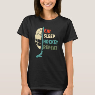 Eat Sleep Hockey Wiederholung Funny Retro Vintag T-Shirt