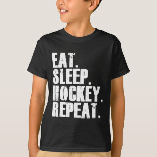 Eat Sleep Hockey Wiederholung Geschenk Shirt Männe