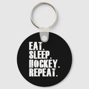 Eat Sleep Hockey Wiederholung Geschenk Shirt Männe Schlüsselanhänger